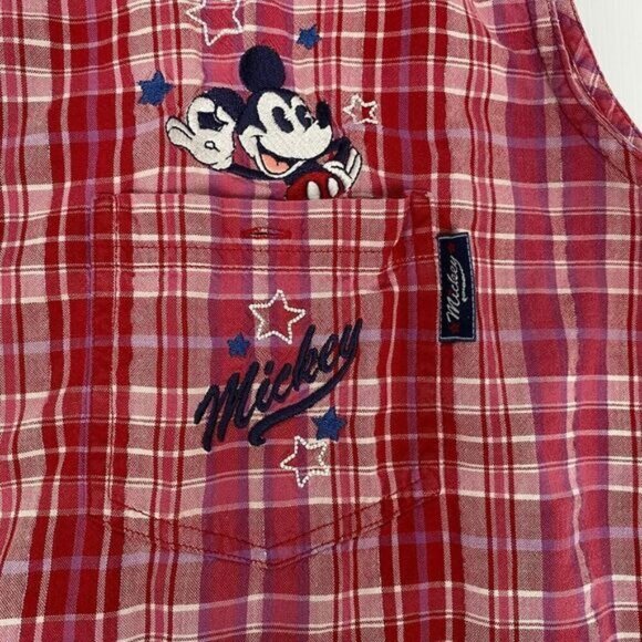 VTG Mickey Unlimited Disney Size 26/28 Women Top Red Plaid Embroidered sleeveles - Picture 5 of 13